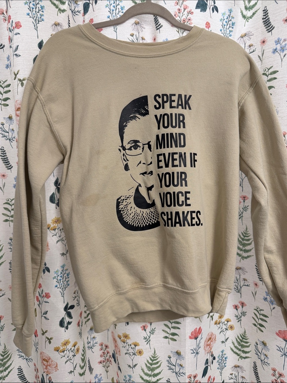 Women's Beige Graphic Sweatshirt - Speak Your Mind